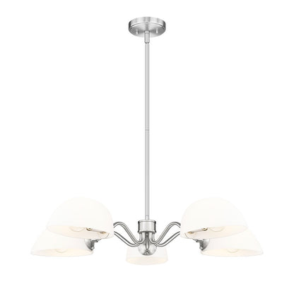 Z-Lite Breton 5 Light Chandelier, Brushed Nickel/White - 3048-5BN