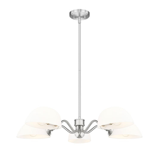 Z-Lite Breton 5 Light Chandelier, Brushed Nickel/White - 3048-5BN