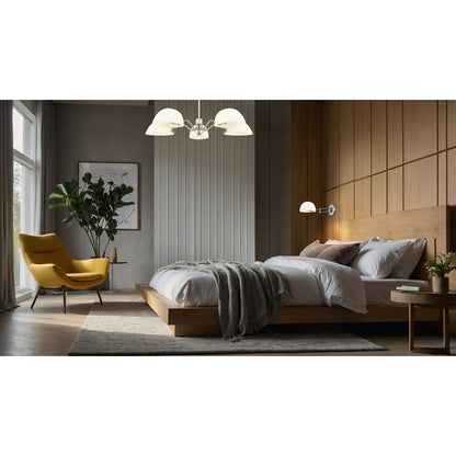 Z-Lite Breton 5 Light Chandelier, Brushed Nickel/White