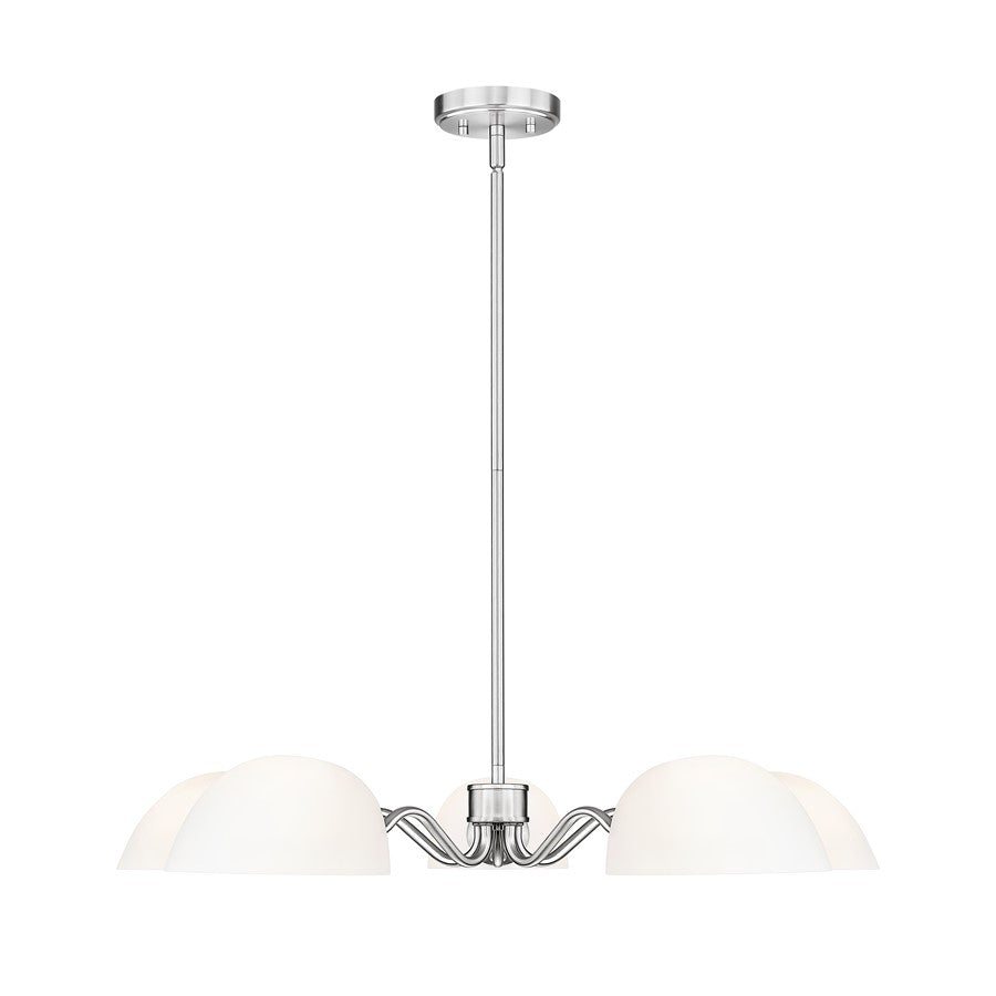 Z-Lite Breton 5 Light Chandelier, Brushed Nickel/White