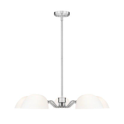 Z-Lite Breton 5 Light Chandelier, Brushed Nickel/White