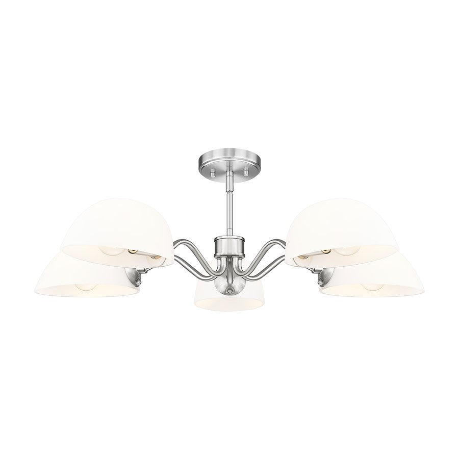 Z-Lite Breton 5 Light Chandelier, Brushed Nickel/White