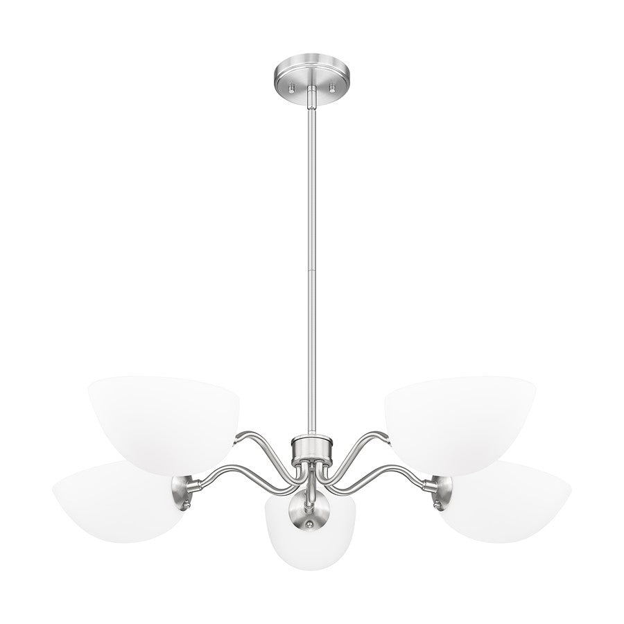 Z-Lite Breton 5 Light Chandelier, Brushed Nickel/White