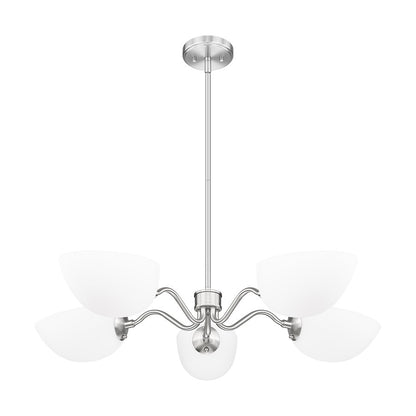 Z-Lite Breton 5 Light Chandelier, Brushed Nickel/White