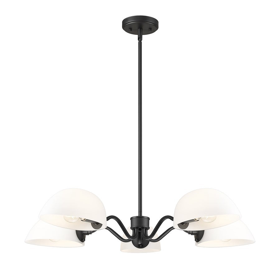Z-Lite Breton 5 Light Chandelier, Matte Black/White - 3048-5MB