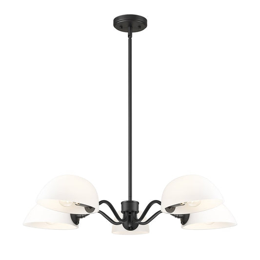 Z-Lite Breton 5 Light Chandelier, Matte Black/White - 3048-5MB