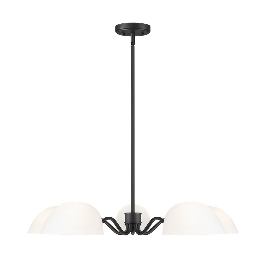 Z-Lite Breton 5 Light Chandelier, Matte Black/White
