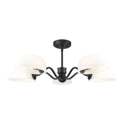 Z-Lite Breton 5 Light Chandelier, Matte Black/White