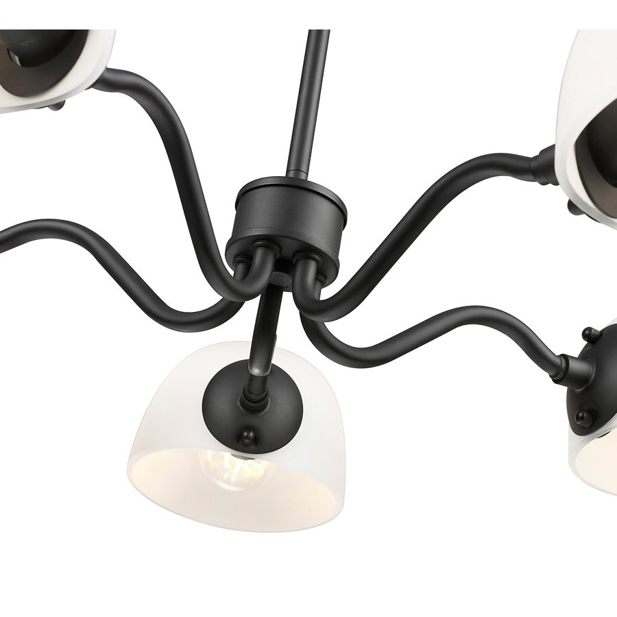 Z-Lite Breton 5 Light Chandelier, Matte Black/White