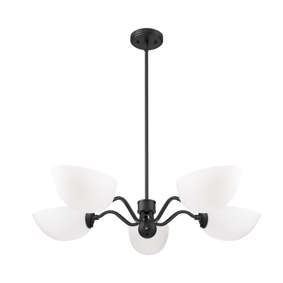 Z-Lite Breton 5 Light Chandelier, Matte Black/White