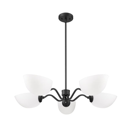 Z-Lite Breton 5 Light Chandelier, Matte Black/White
