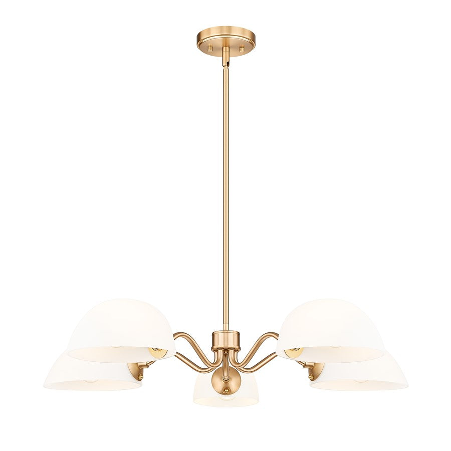Z-Lite Breton 5 Light Chandelier, Modern Gold/White - 3048-5MGLD