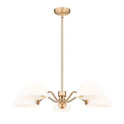 Z-Lite Breton 5 Light Chandelier, Modern Gold/White - 3048-5MGLD