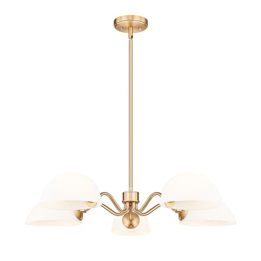 Z-Lite Breton 5 Light Chandelier, Modern Gold/White - 3048-5MGLD