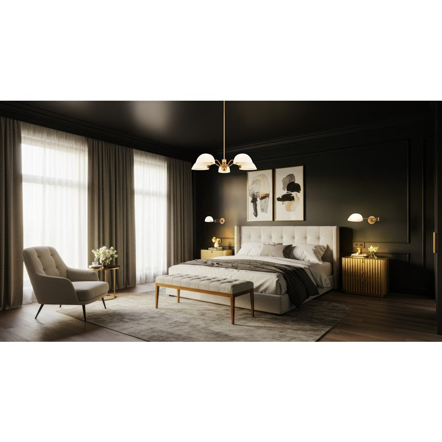 Z-Lite Breton 5 Light Chandelier, Modern Gold/White