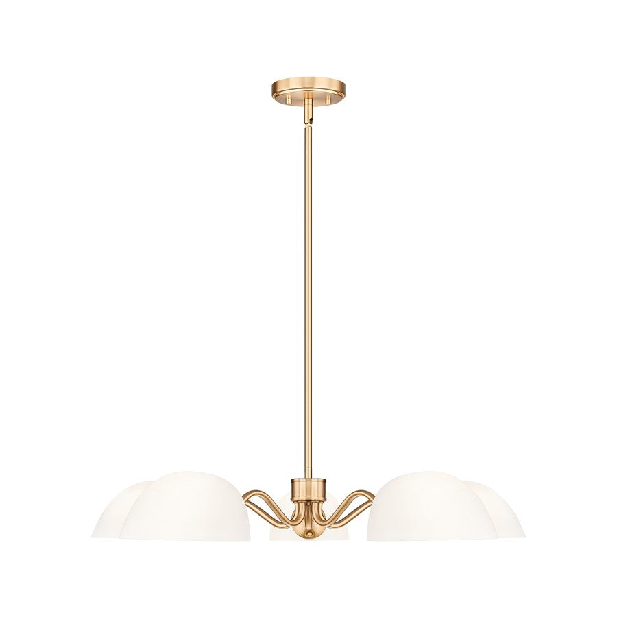 Z-Lite Breton 5 Light Chandelier, Modern Gold/White