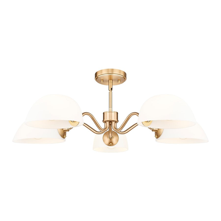 Z-Lite Breton 5 Light Chandelier, Modern Gold/White