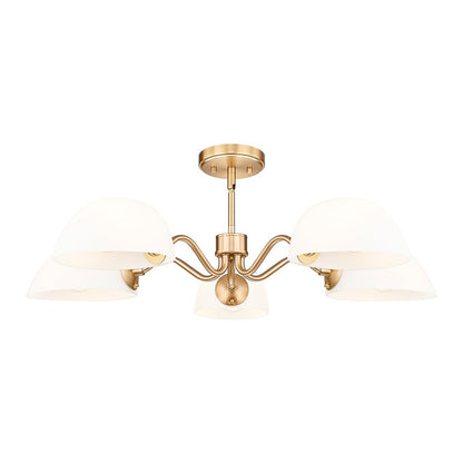 Z-Lite Breton 5 Light Chandelier, Modern Gold/White