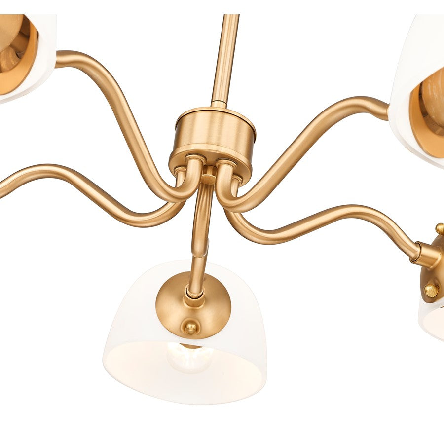 Z-Lite Breton 5 Light Chandelier, Modern Gold/White