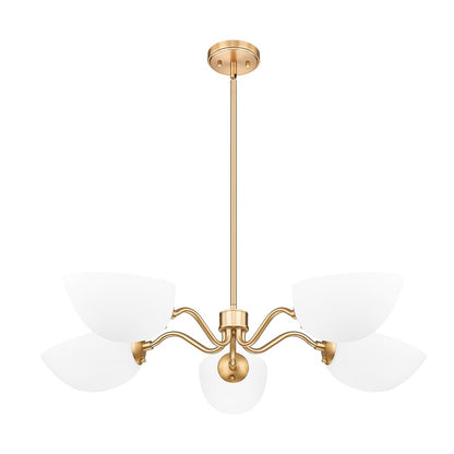 Z-Lite Breton 5 Light Chandelier, Modern Gold/White