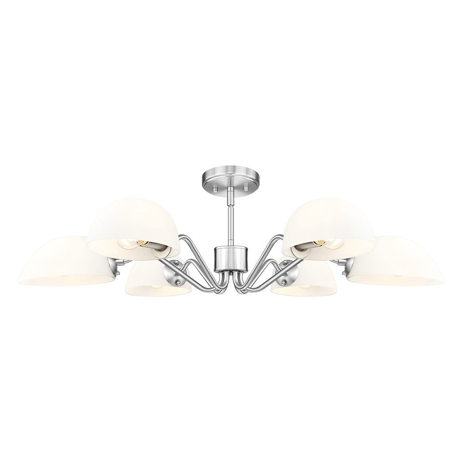 Z-Lite Breton 6 Light Chandelier, Brushed Nickel/White