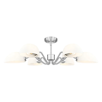 Z-Lite Breton 6 Light Chandelier, Brushed Nickel/White