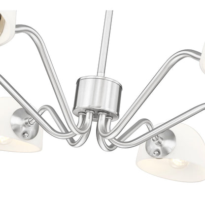 Z-Lite Breton 6 Light Chandelier, Brushed Nickel/White