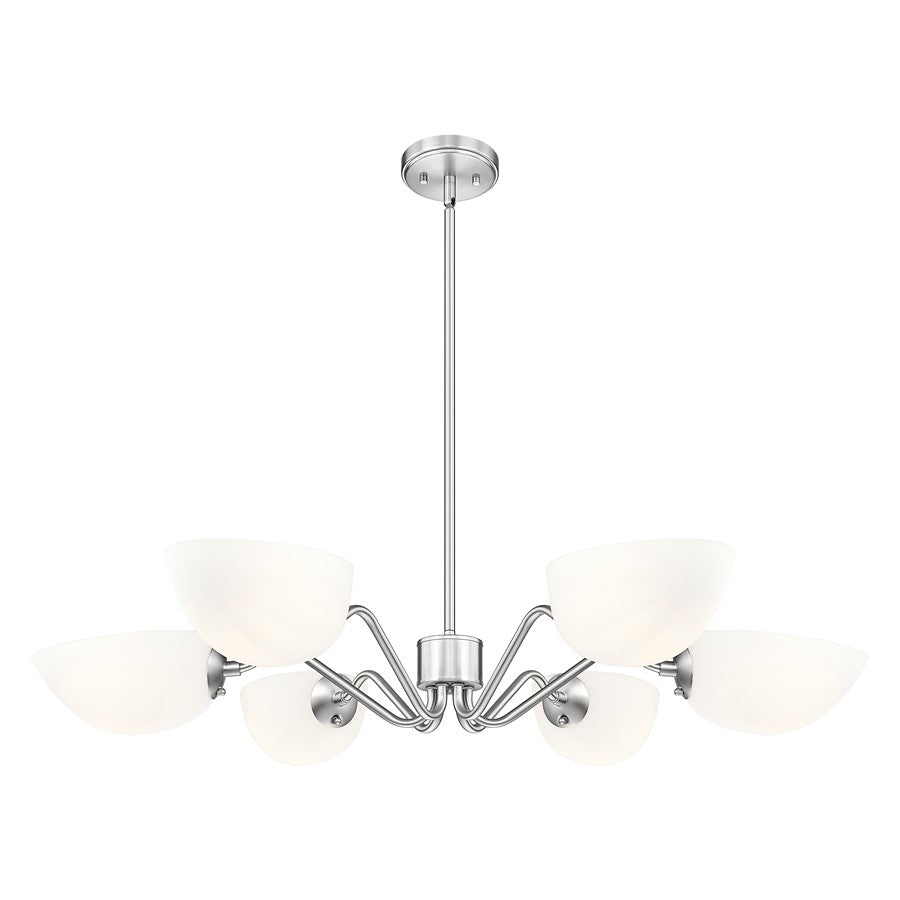 Z-Lite Breton 6 Light Chandelier, Brushed Nickel/White