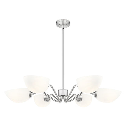 Z-Lite Breton 6 Light Chandelier, Brushed Nickel/White