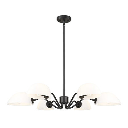 Z-Lite Breton 6 Light Chandelier, Matte Black/White - 3048-6MB
