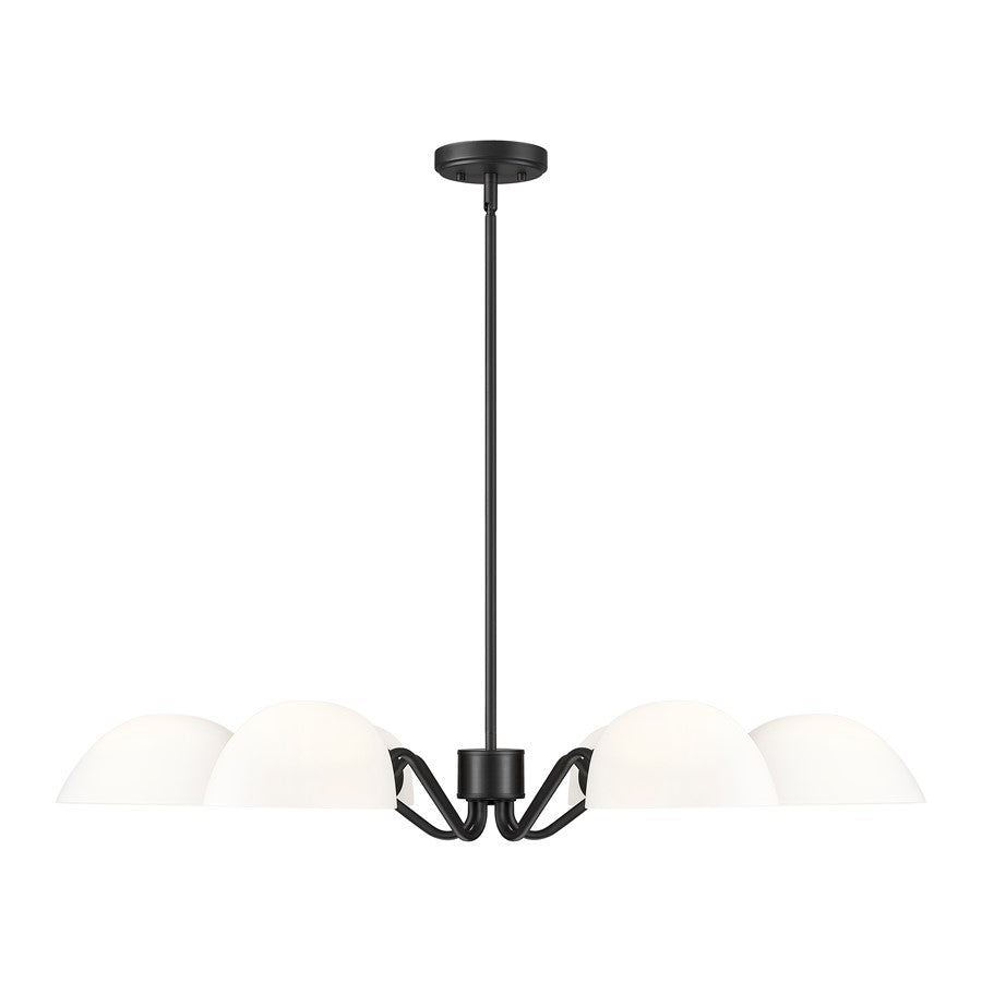 Z-Lite Breton 6 Light Chandelier, Matte Black/White