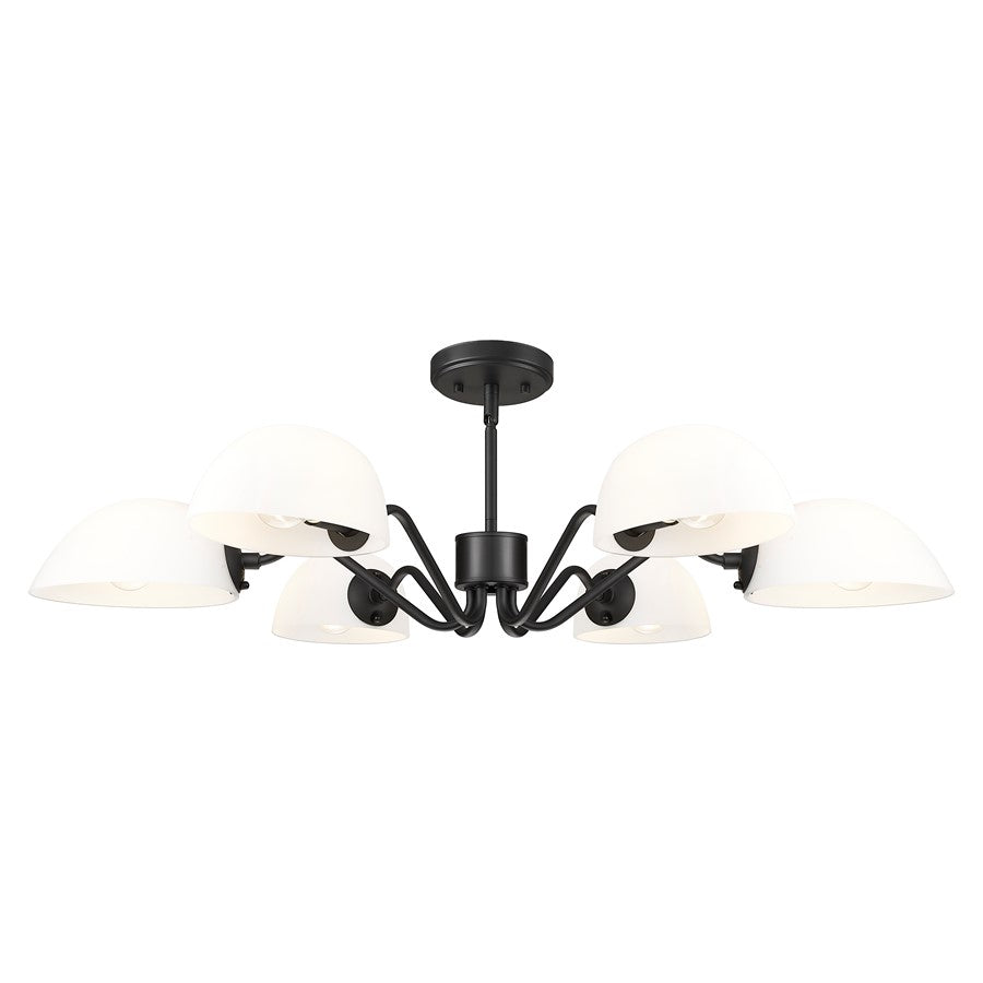 Z-Lite Breton 6 Light Chandelier, Matte Black/White