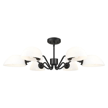Z-Lite Breton 6 Light Chandelier, Matte Black/White