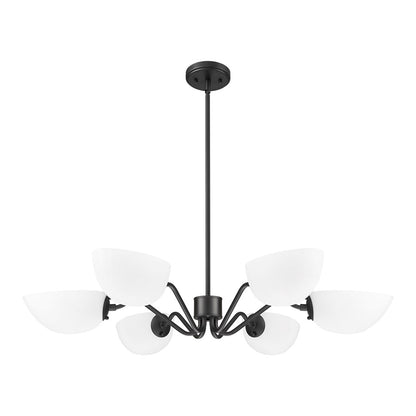 Z-Lite Breton 6 Light Chandelier, Matte Black/White