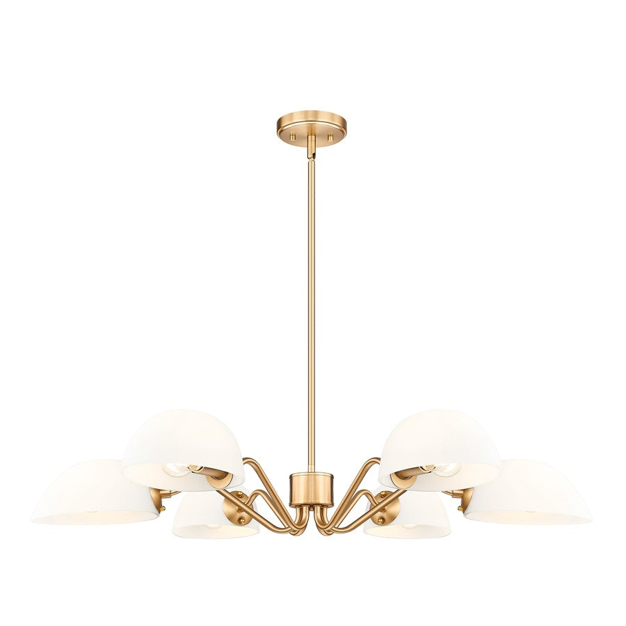 Z-Lite Breton 6 Light Chandelier, Modern Gold/White - 3048-6MGLD