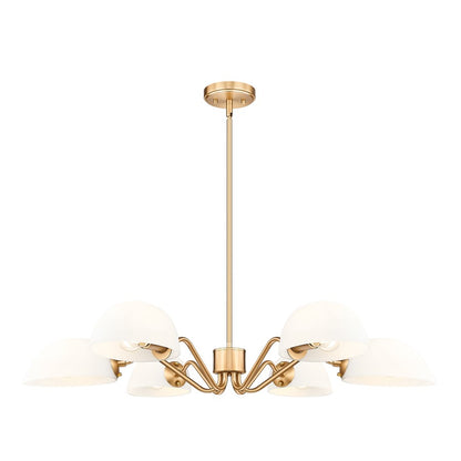 Z-Lite Breton 6 Light Chandelier, Modern Gold/White - 3048-6MGLD