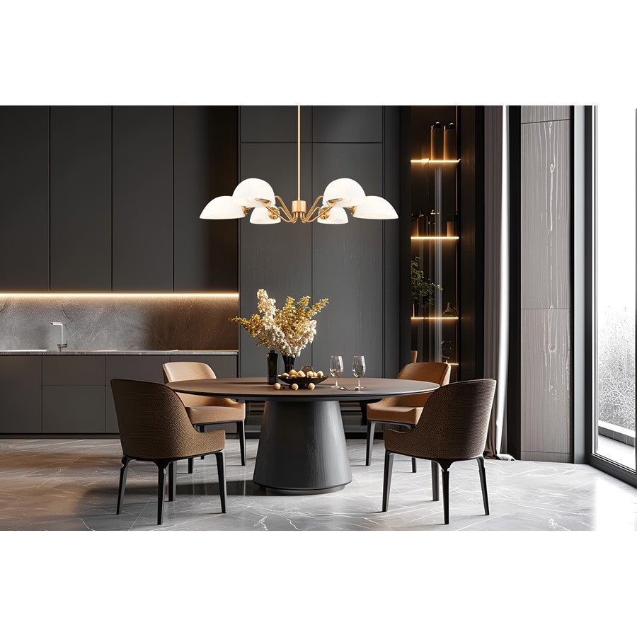Z-Lite Breton 6 Light Chandelier, Modern Gold/White