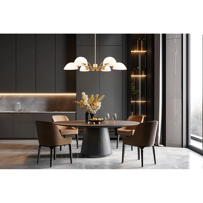 Z-Lite Breton 6 Light Chandelier, Modern Gold/White