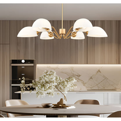 Z-Lite Breton 6 Light Chandelier, Modern Gold/White