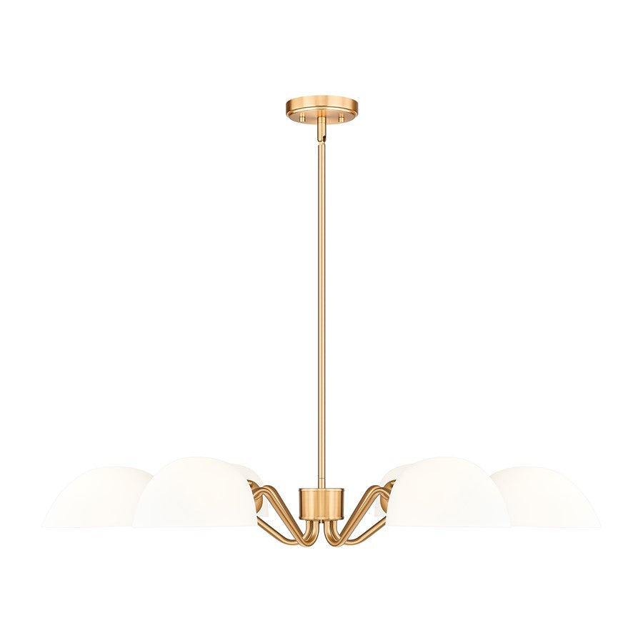 Z-Lite Breton 6 Light Chandelier, Modern Gold/White