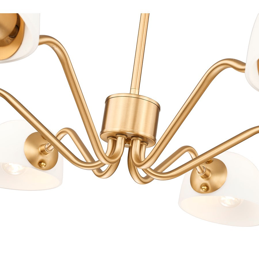 Z-Lite Breton 6 Light Chandelier, Modern Gold/White