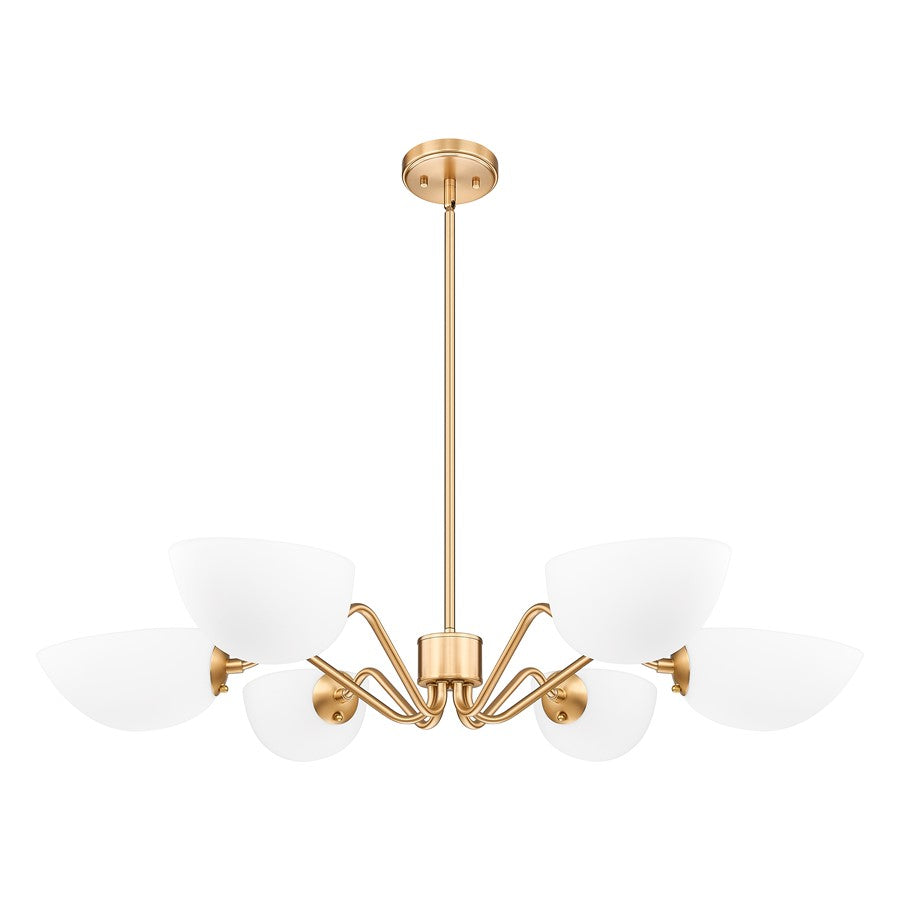Z-Lite Breton 6 Light Chandelier, Modern Gold/White