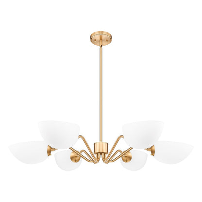 Z-Lite Breton 6 Light Chandelier, Modern Gold/White