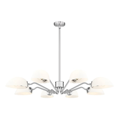 Z-Lite Breton 8 Light Chandelier, Brushed Nickel/White - 3048-8BN