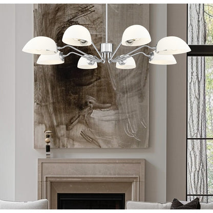 Z-Lite Breton 8 Light Chandelier, Brushed Nickel/White