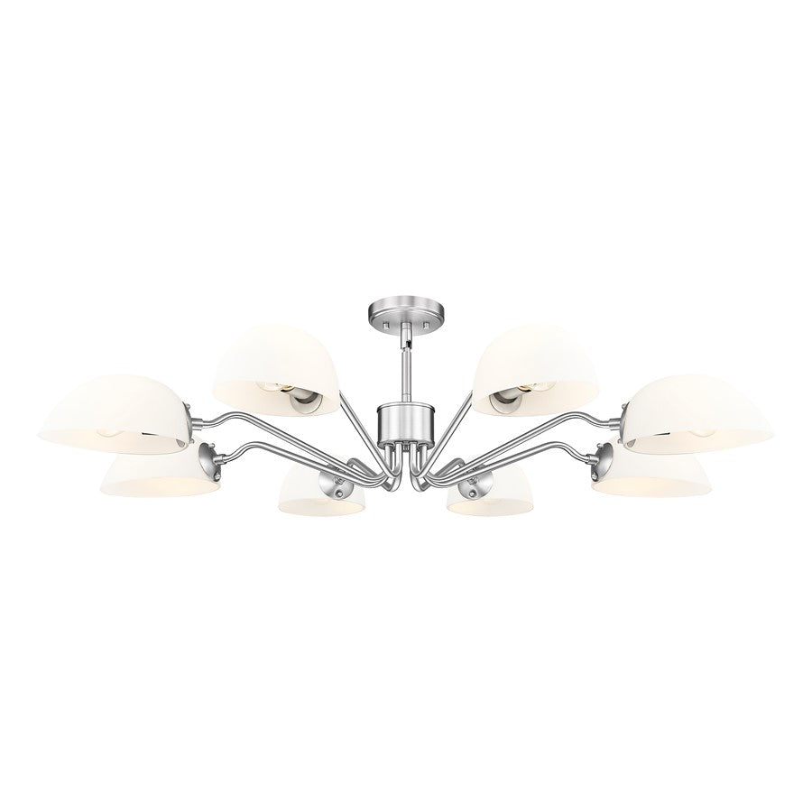 Z-Lite Breton 8 Light Chandelier, Brushed Nickel/White