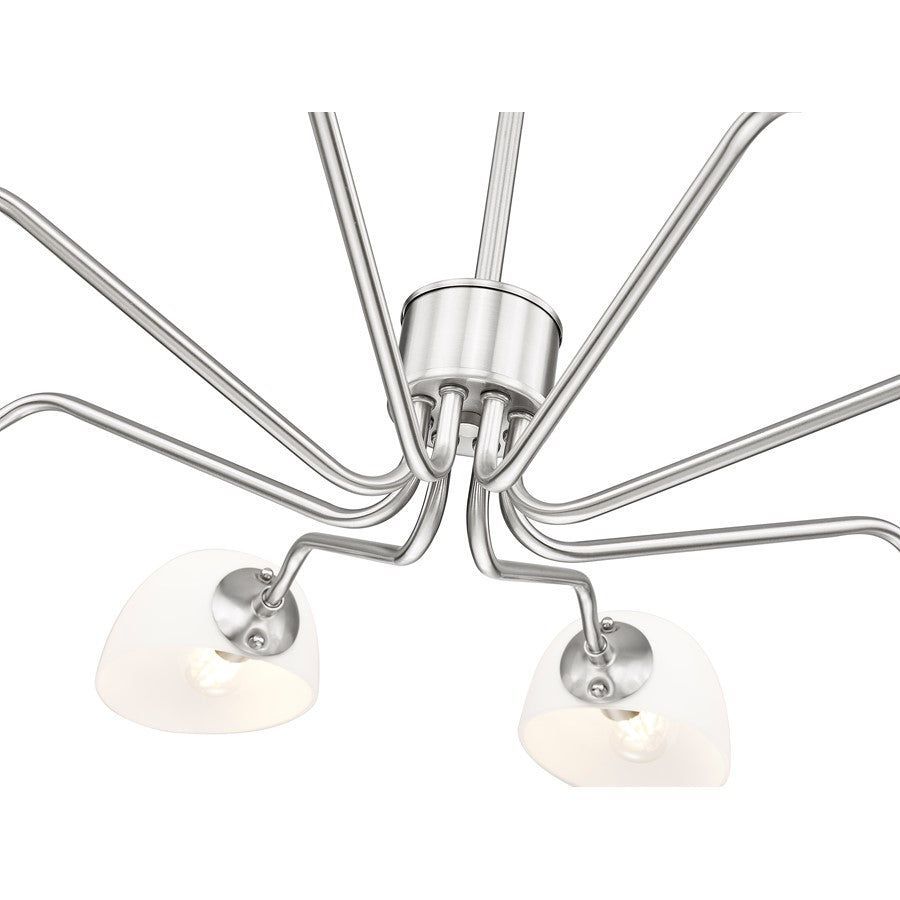 Z-Lite Breton 8 Light Chandelier, Brushed Nickel/White