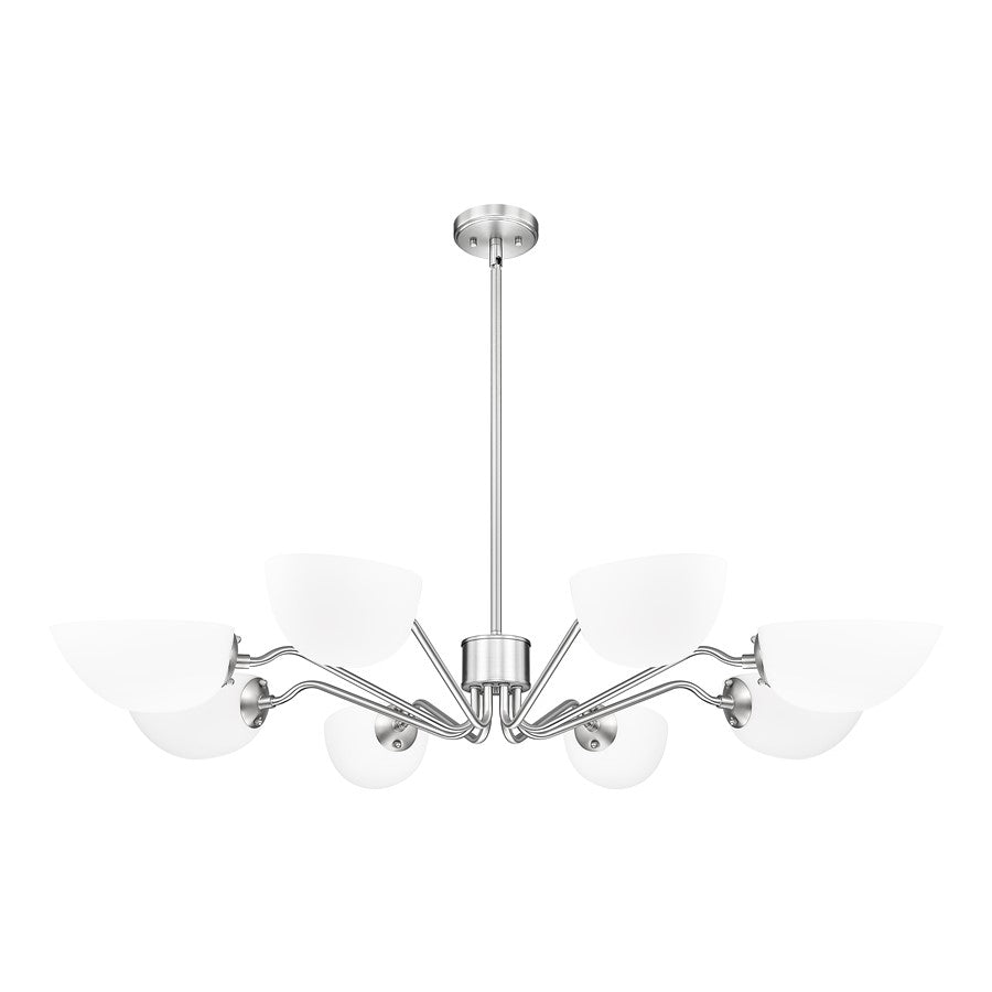 Z-Lite Breton 8 Light Chandelier, Brushed Nickel/White