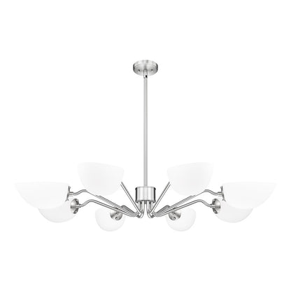 Z-Lite Breton 8 Light Chandelier, Brushed Nickel/White