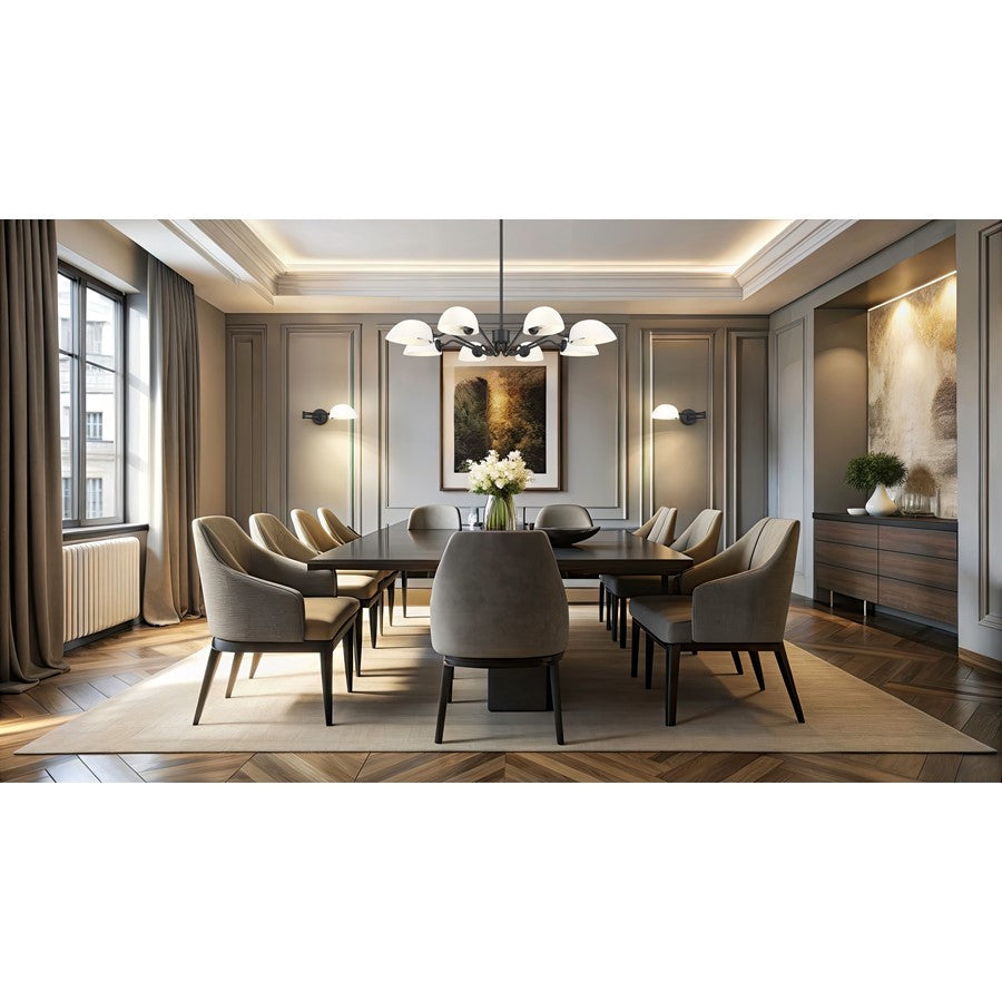 Z-Lite Breton 8 Light Chandelier, Matte Black/White